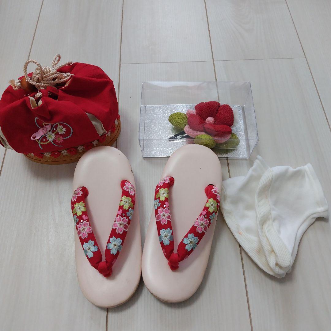 七五三用ヘアクリップとバックと草履セット　三才