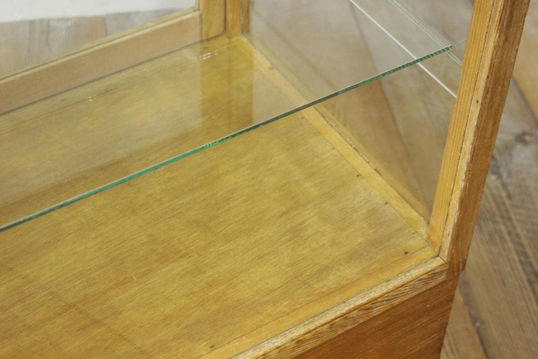 ※専用レトロ ガラスショーケース 店舗什器 ディスプレイ ナチュラル 木製収納