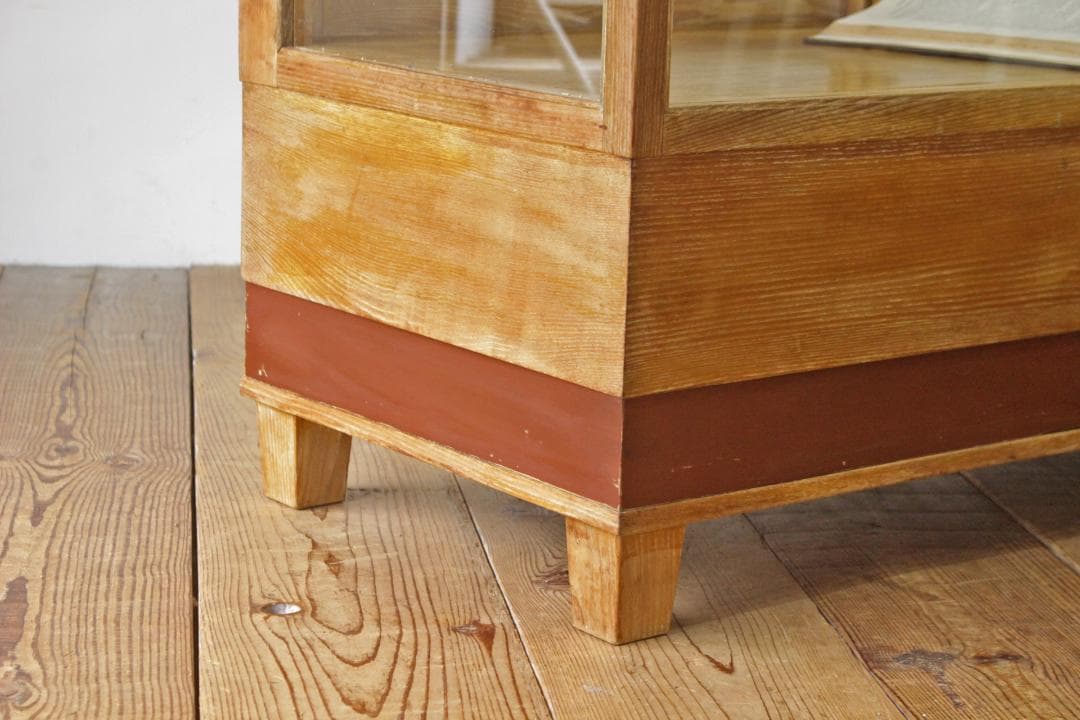 ※専用レトロ ガラスショーケース 店舗什器 ディスプレイ ナチュラル 木製収納