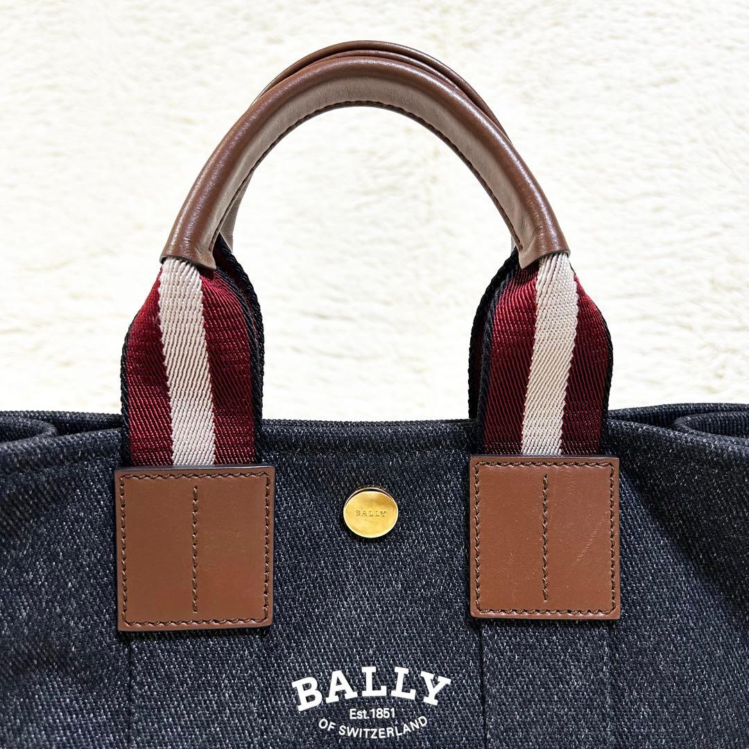 【未使用級】 BALLY トートバッグ キャンバス ネイビー インディゴ
