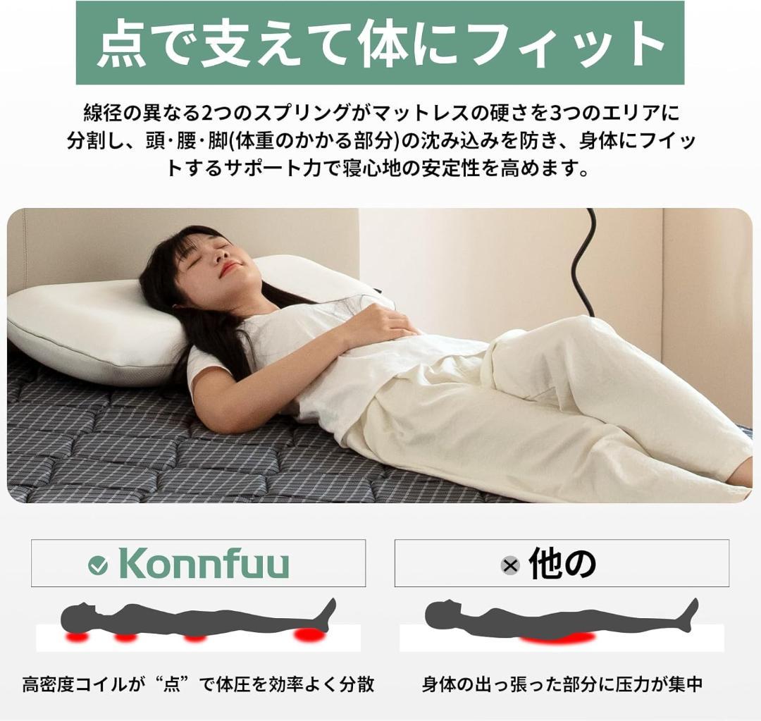マットレス シングル 極厚22cm 高反発 ポケットコイル 通気性 抗菌 防臭