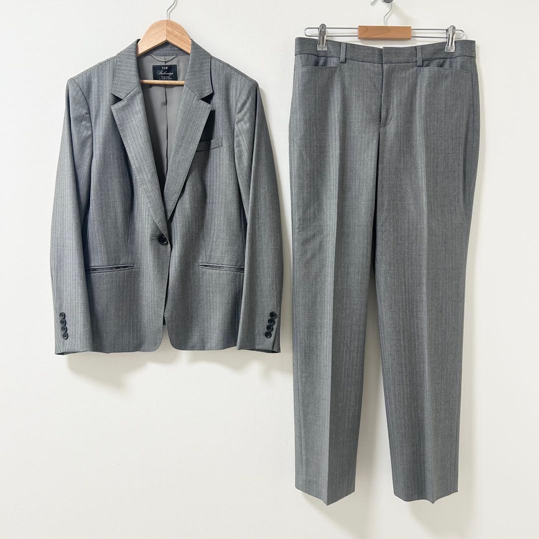 23区 パンツスーツ　セットアップ　グレー　ストライプ　46 44