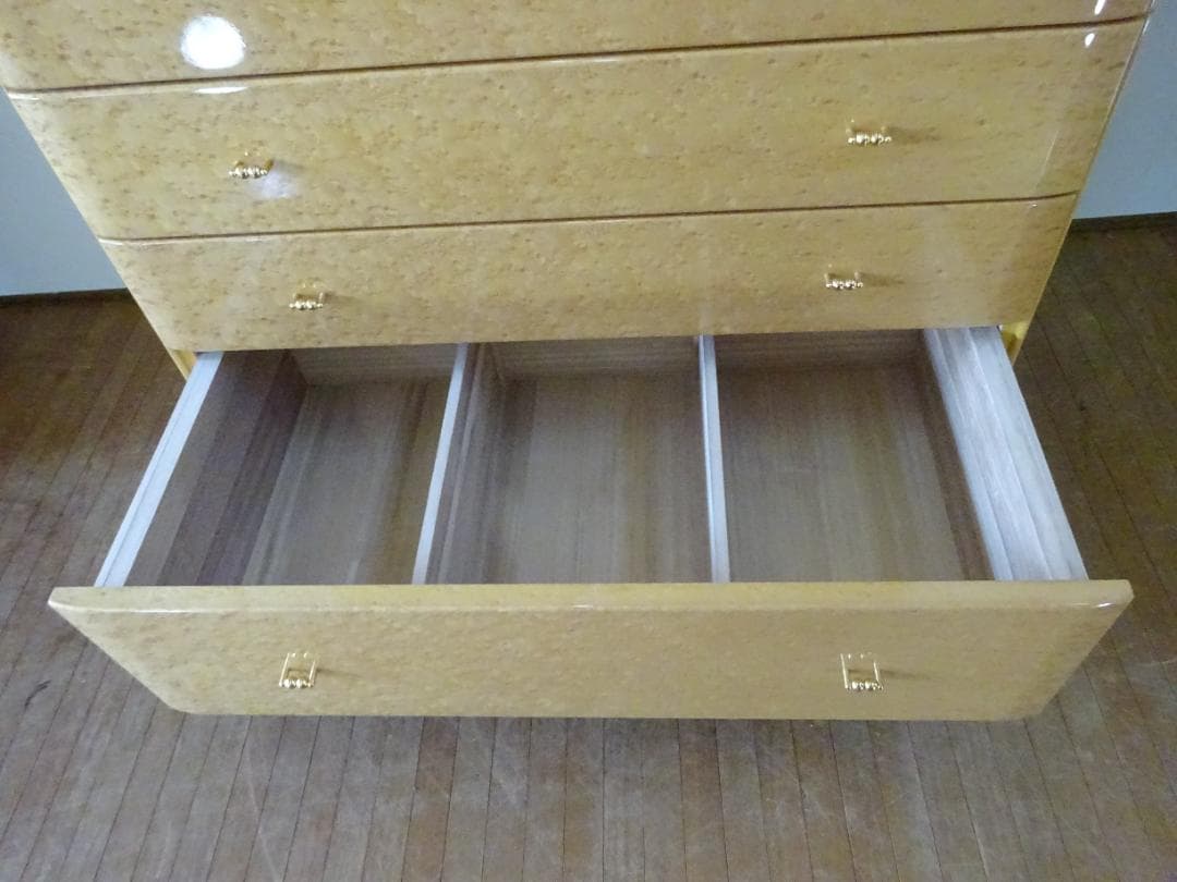 府中家具　バーズアイメープル　8段チェスト　整理箪笥　内側総桐仕様