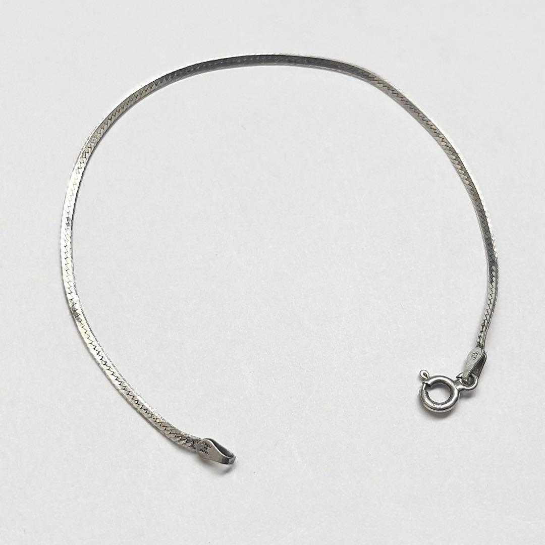 ITALY製 925 ヴィンテージ 編み込み ヘリンボーンチェーン ブレスレット