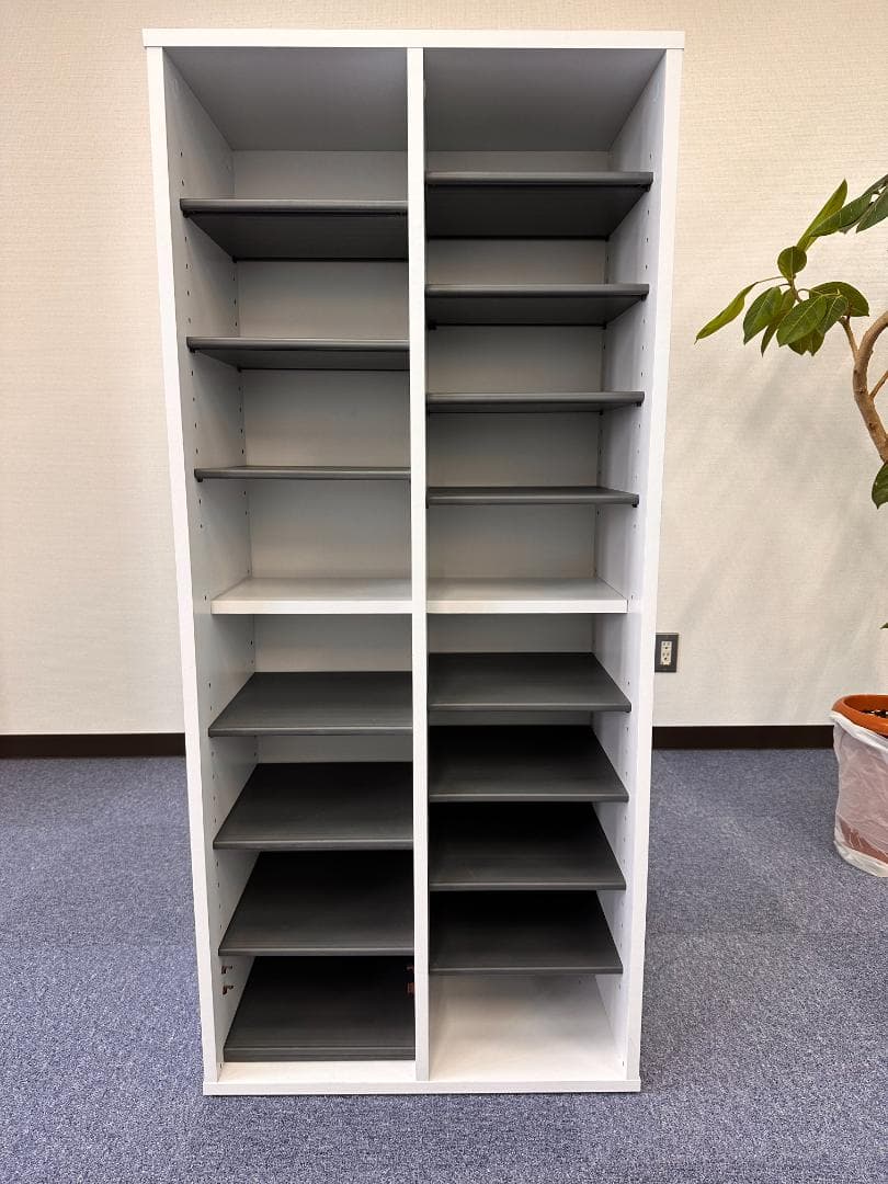 樹脂棚付き 木製シューズラック 2列タイプ（最大16足収納）