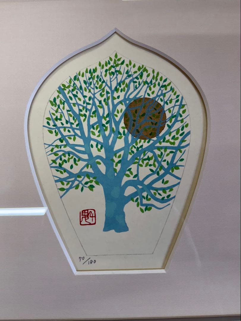 東山魁夷　「散華　慈光」木版画　薬師寺