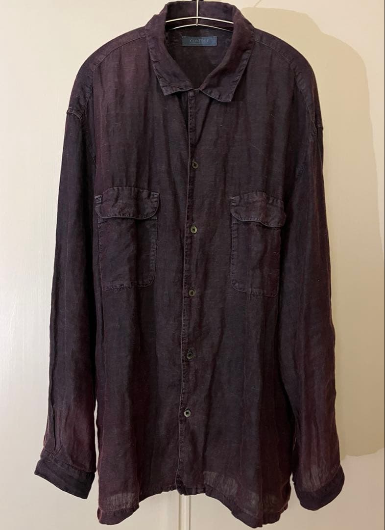 リネン ピグメントバイオ オープンカラーシャツ