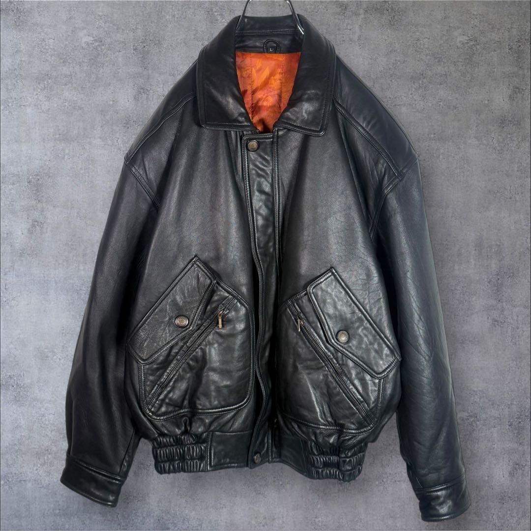 90's VINTAGE A-2 フライトジャケット イタリア製ラムレザー L