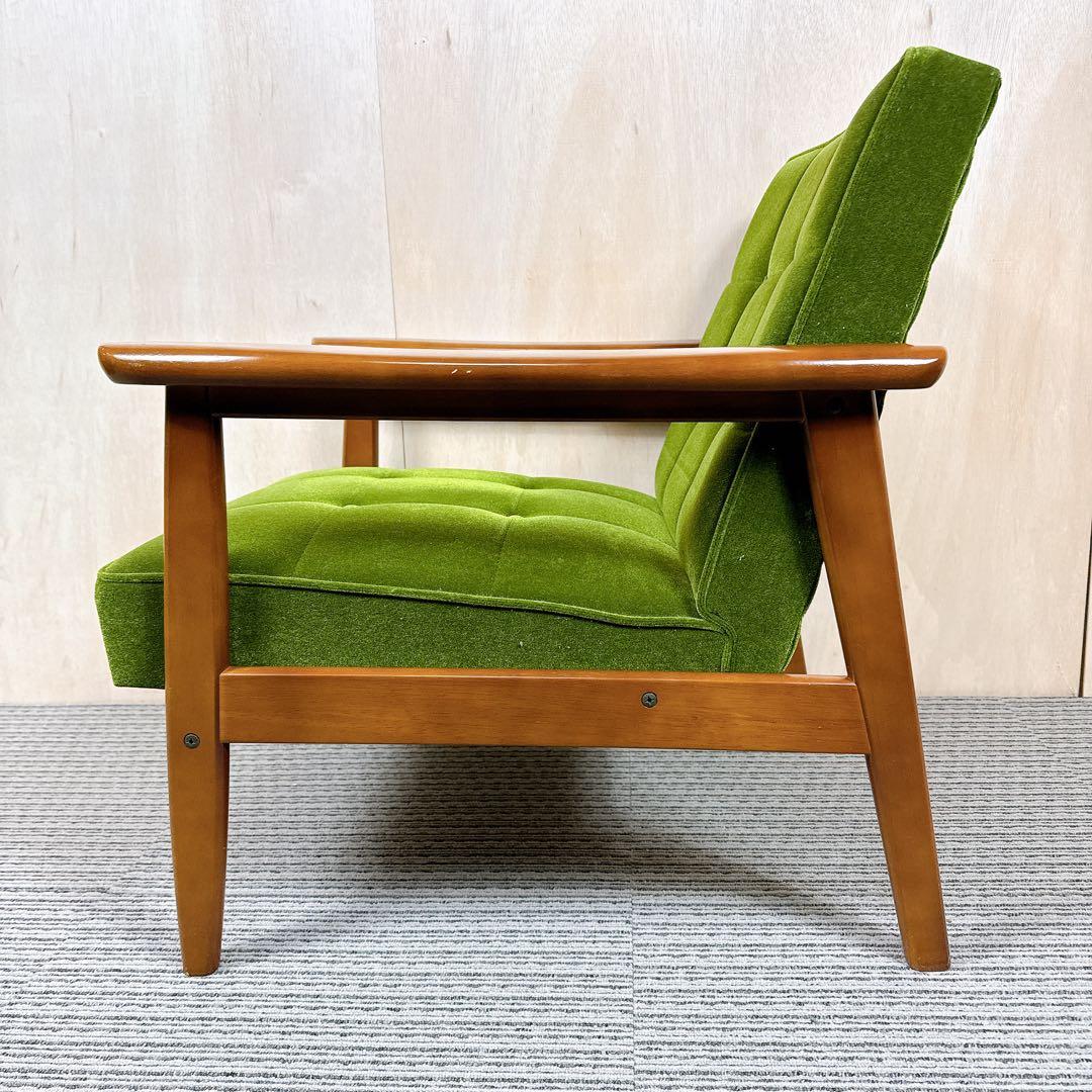 【美品】カリモク60 Kチェア モケットグリーン ソファ 1人