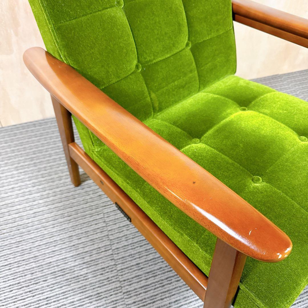 【美品】カリモク60 Kチェア モケットグリーン ソファ 1人