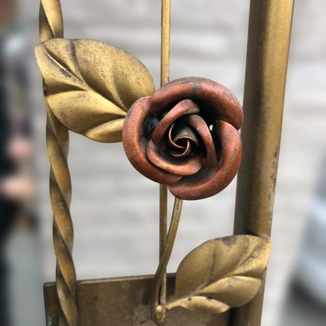 バラ装飾 アーチ型 スタンドミラー 姿見 ヴィンテージ アンティーク