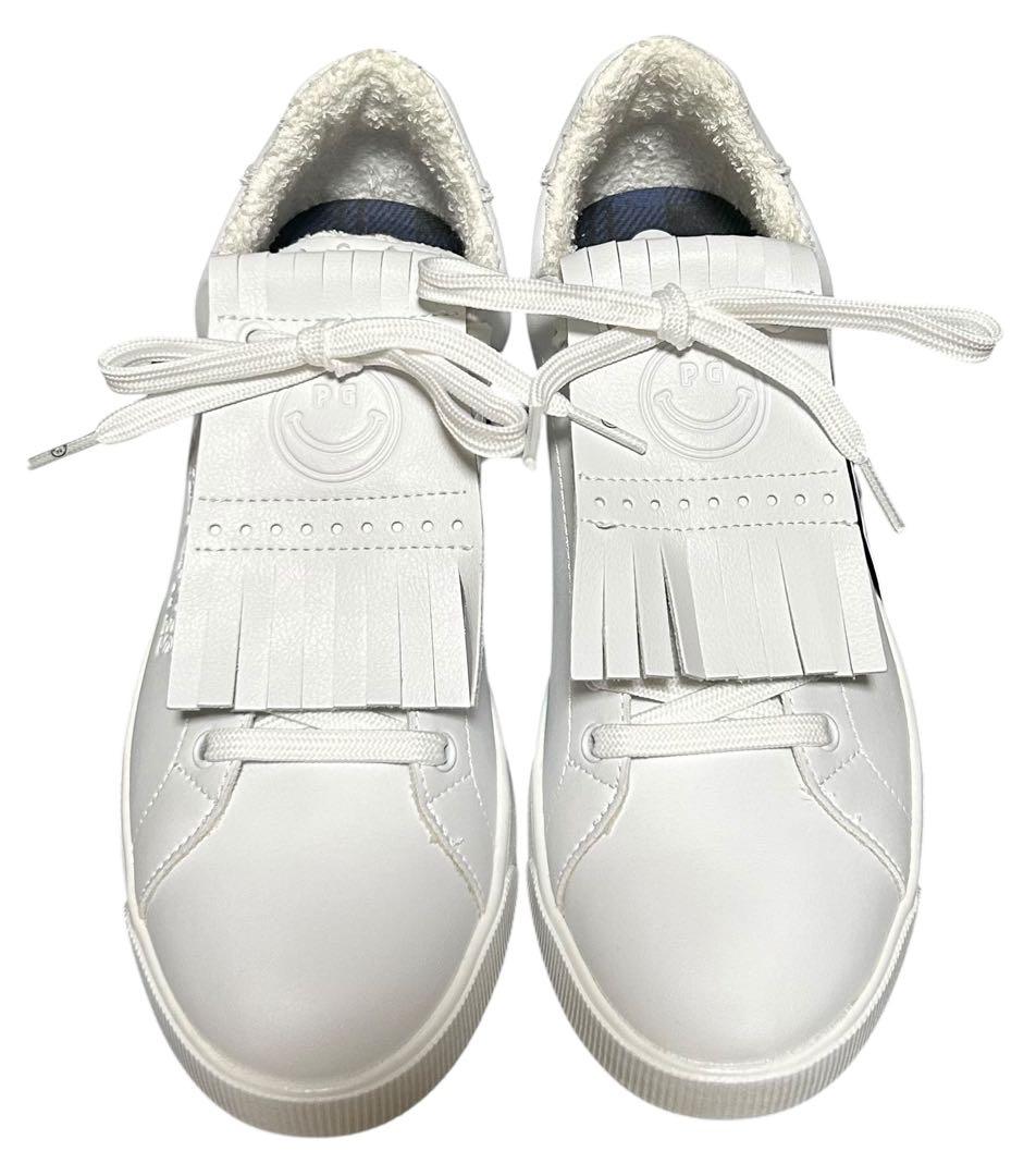 新品 パーリーゲイツ ゴルフシューズ キルトタンローカット ホワイト 24.5㎝