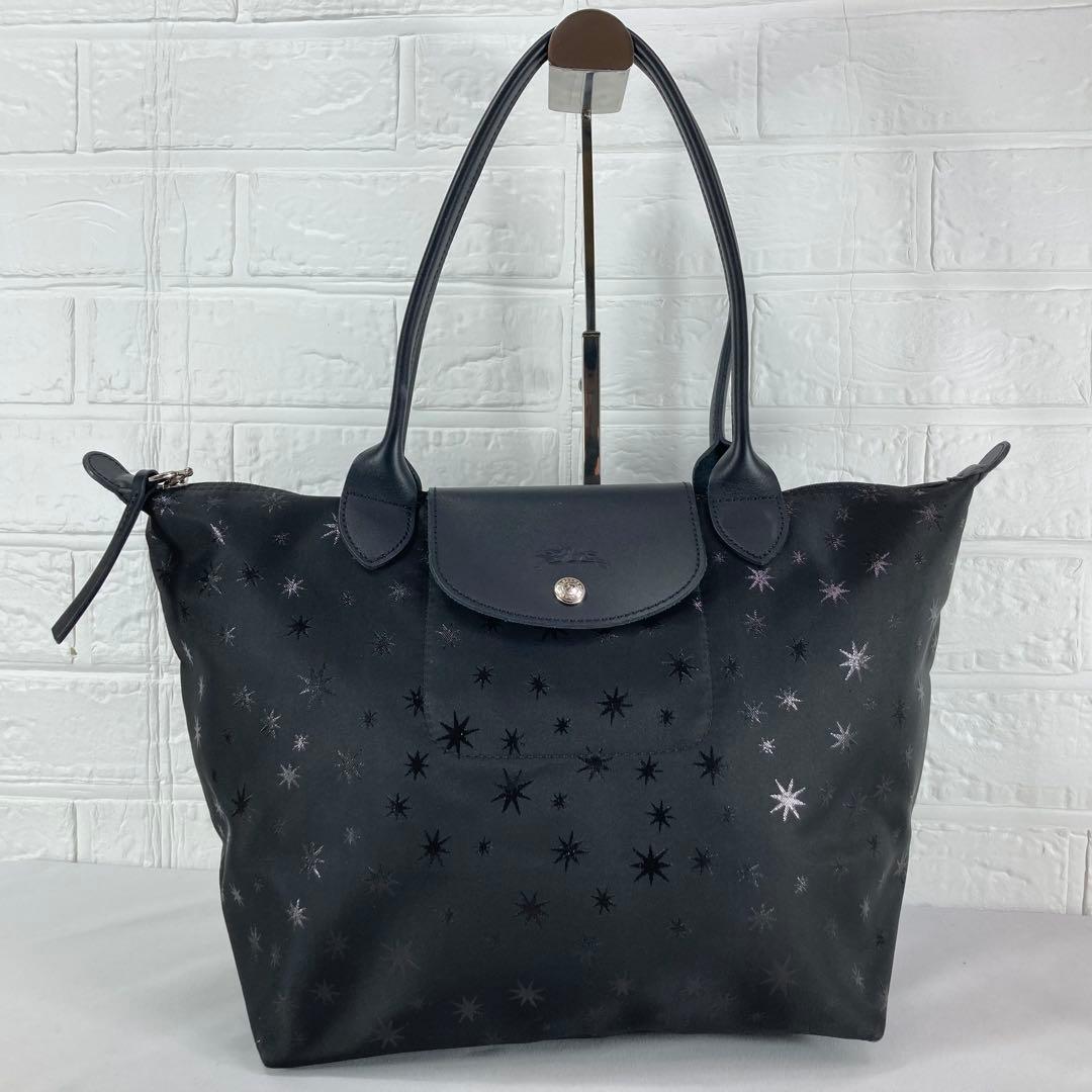 極美品】LONGCHAMPトートバッグ　エトワール プリアージュ ブラック星　L
