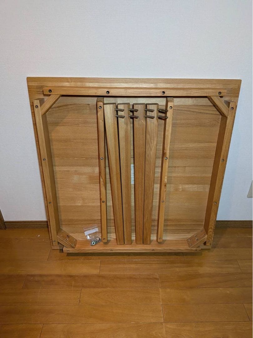 ■送料込■無印良品 正方形 木製デスク タモ材 天然木 廃盤机ダイニングテーブル