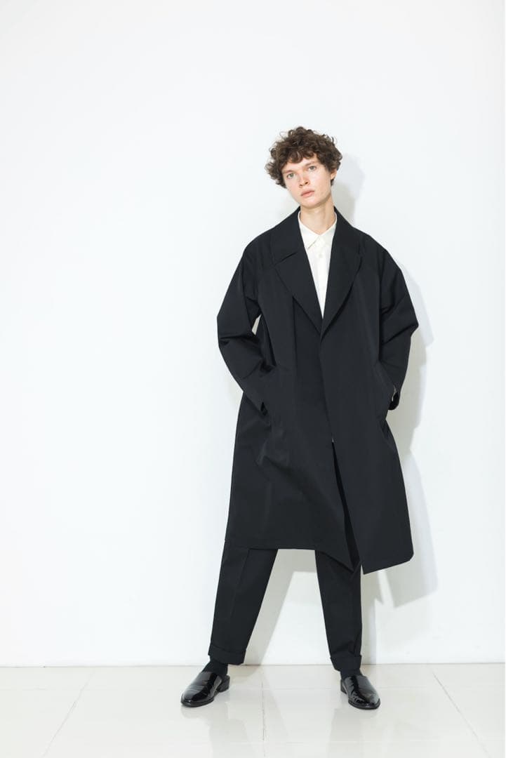 【美品】MBハイエンド尾州ウールタイロッケンコート　ブラックM