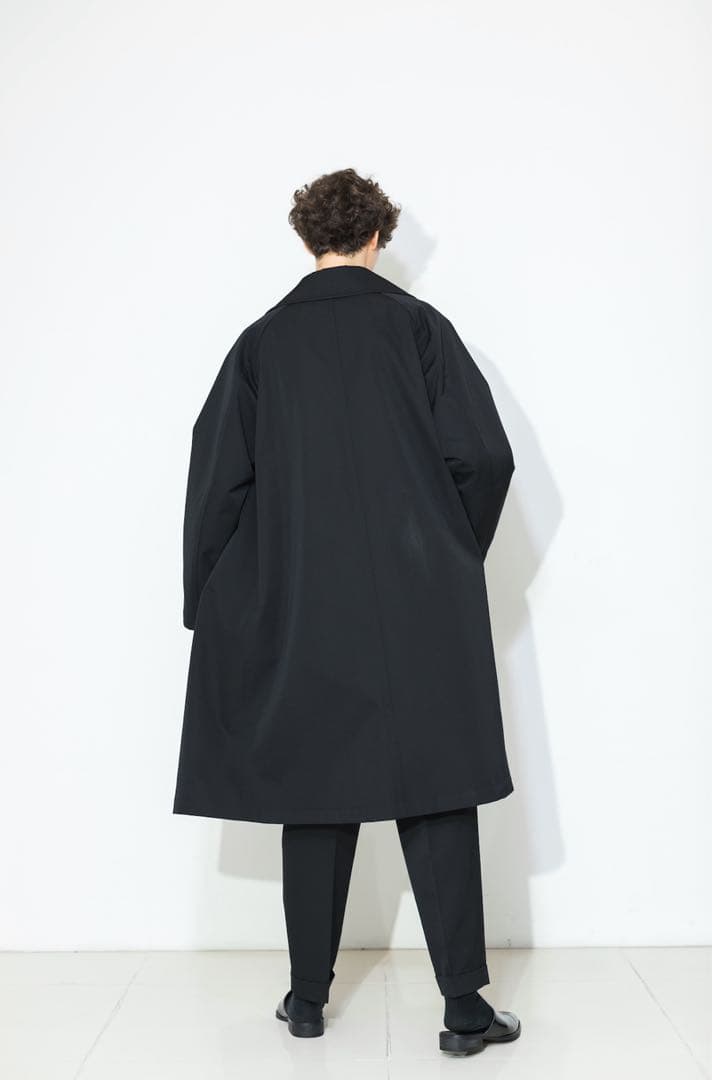 【美品】MBハイエンド尾州ウールタイロッケンコート　ブラックM