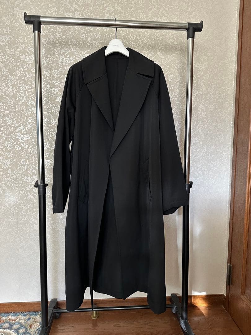 【美品】MBハイエンド尾州ウールタイロッケンコート　ブラックM