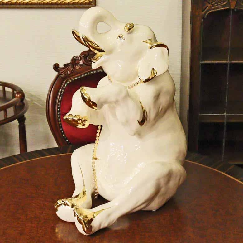 陶器 動物 ゾウ 置物 イタリア製 エレファント