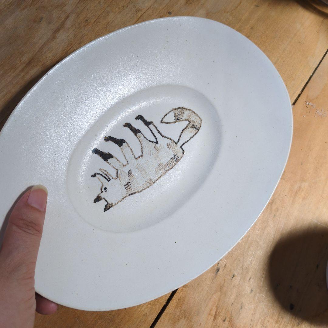 ももぐさ安藤雅信　トラネコボンボン中西なちお　オーバル皿