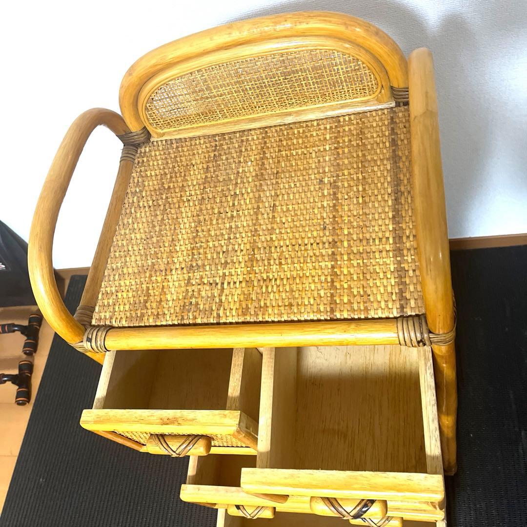 ラタン籐 5段チェスト 昭和レトロ アンティーク送料込