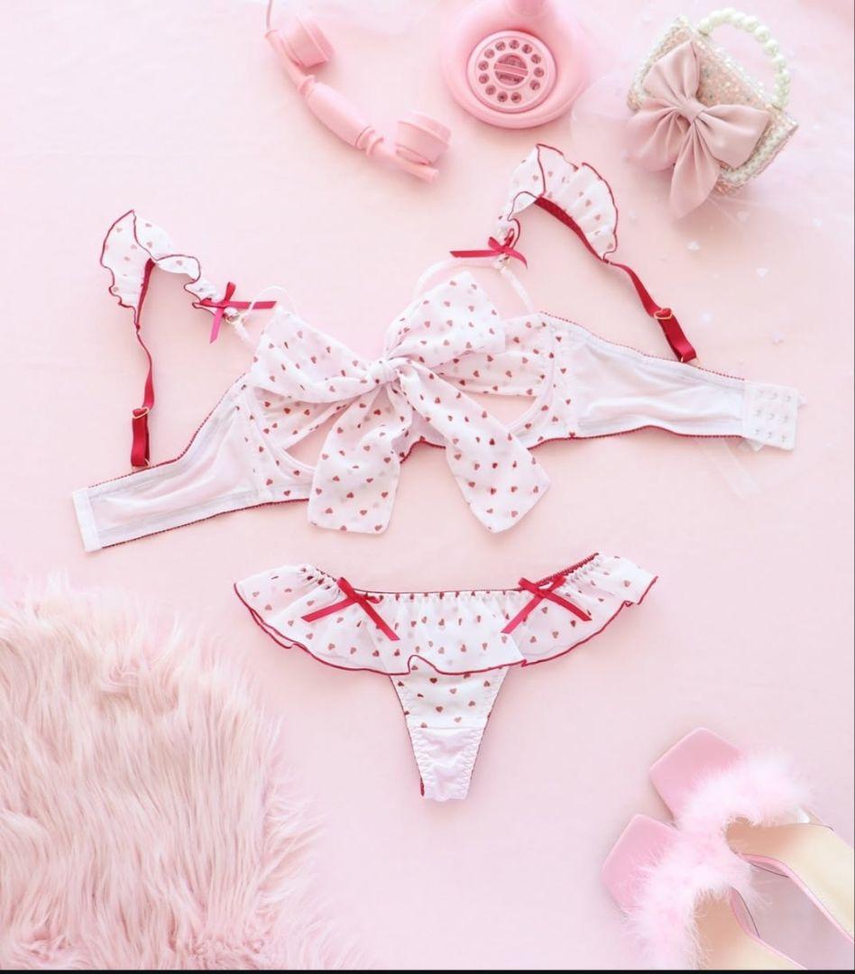 【ほどけるブラ】　LOVE2nd　ラブラン ブラ&ショーツセット　F75 ピンク