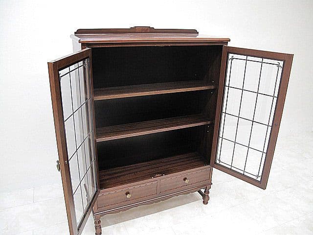 美品メープル不二家「FD-231」キャビネット マホガニー 　書棚 本棚　飾り棚