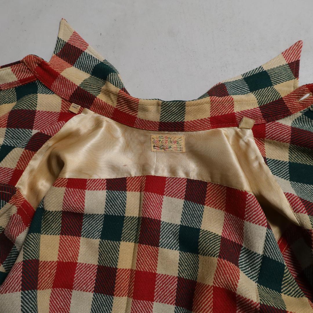 新品 希少 40's ウールシャツ マチ付 チェック ビンテージ 実物 美品