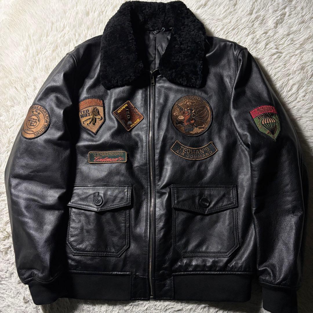 ヨ*ン様 美品■TEDMAN フライトジャケット　 G-1 襟ボア　ブラック　本