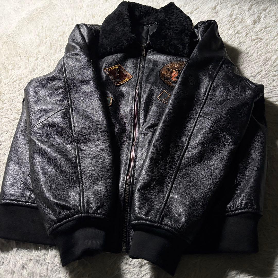 ヨ*ン様 美品■TEDMAN フライトジャケット　 G-1 襟ボア　ブラック　本