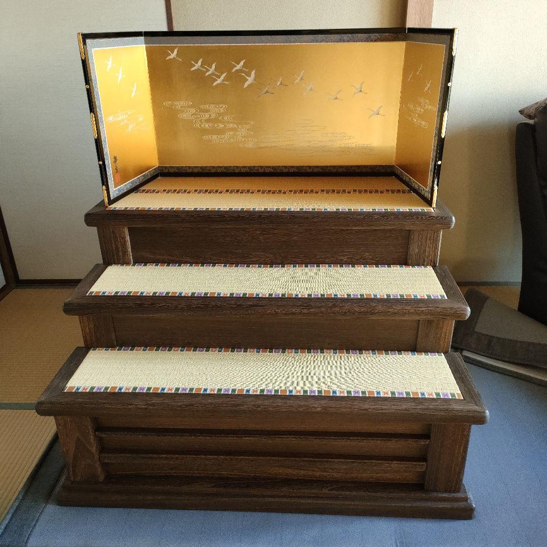 雛人形　雛道具 箔押 流水屏風　粋宝(すいほう)作　高さ46cm (屏風のみ)