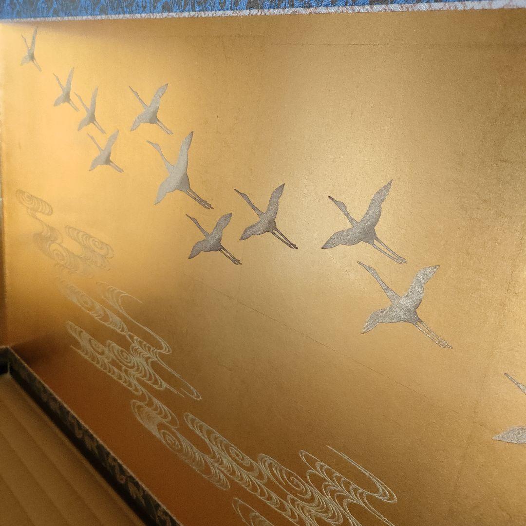 雛人形　雛道具 箔押 流水屏風　粋宝(すいほう)作　高さ46cm (屏風のみ)