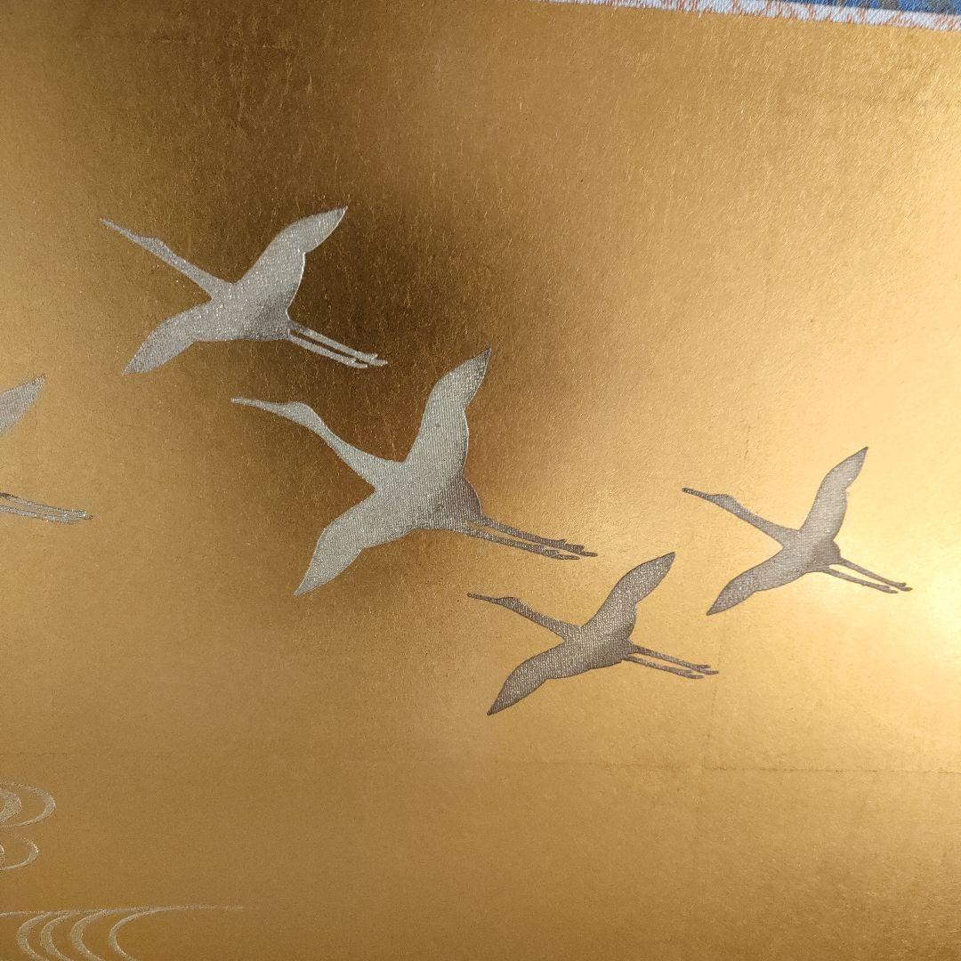 雛人形　雛道具 箔押 流水屏風　粋宝(すいほう)作　高さ46cm (屏風のみ)