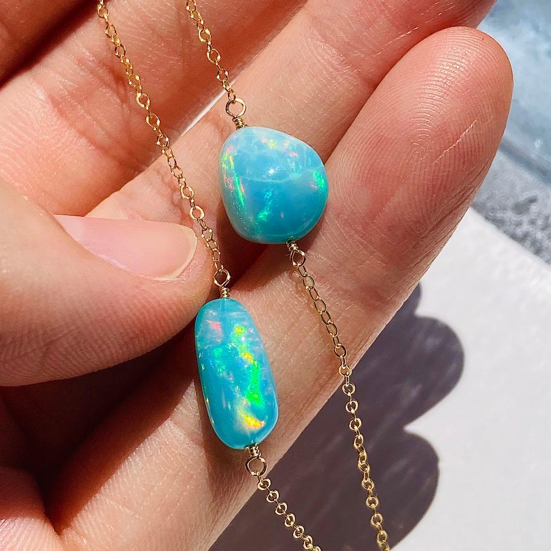 天然石ブレスレット 14kgf カラーオパール 淡水パール