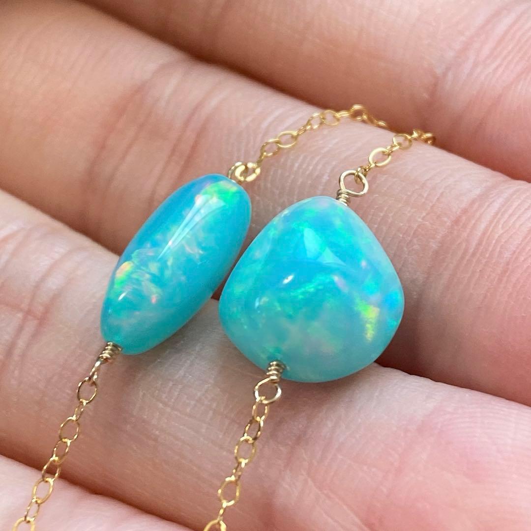 天然石ブレスレット 14kgf カラーオパール 淡水パール