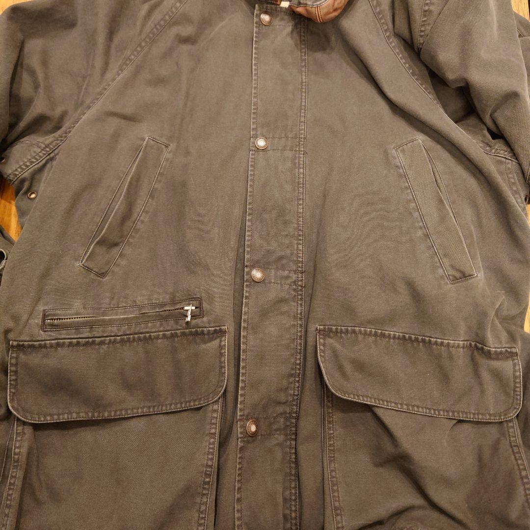 90’s BANANA REPUBLIC レザーパイピングスタンドカラーコート