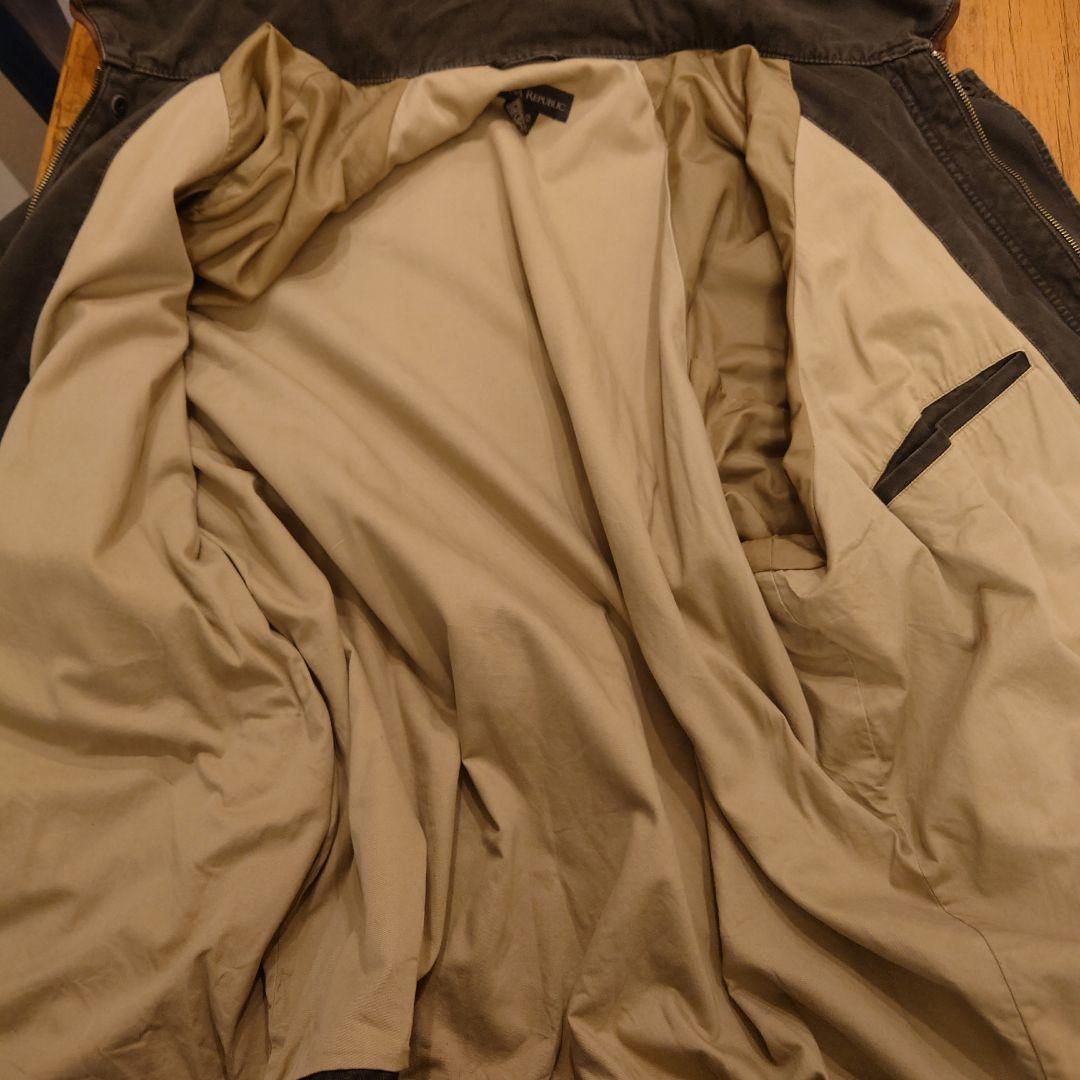 90’s BANANA REPUBLIC レザーパイピングスタンドカラーコート