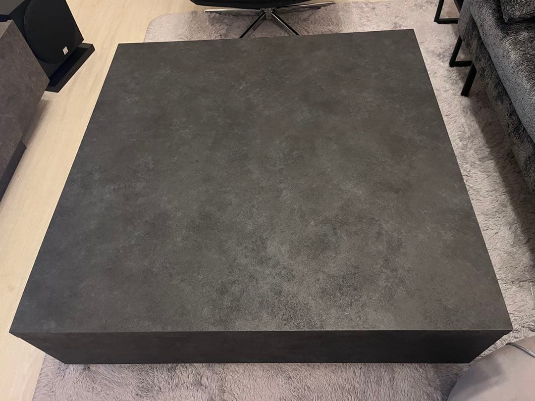 【LOWYA】センターテーブル モルタルブラック　90×90cm