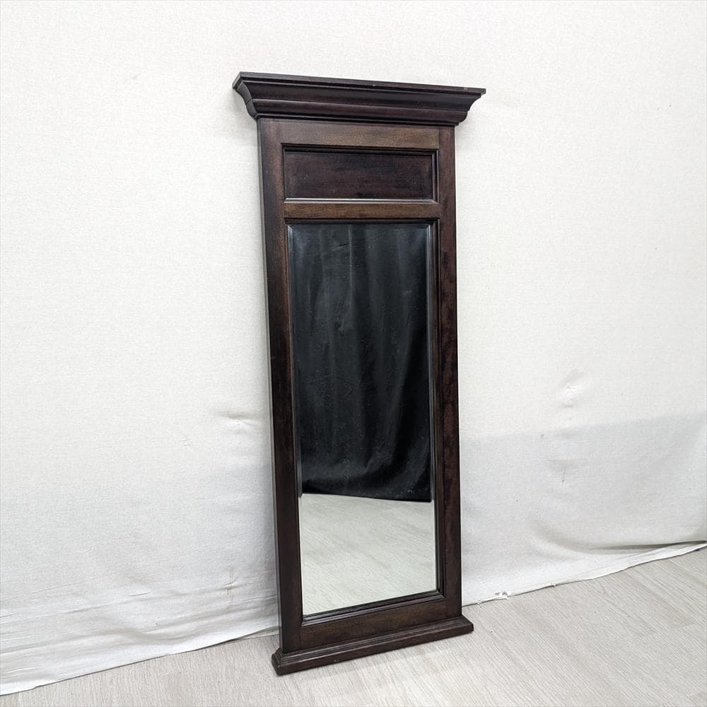 美品　松本民芸家具　天然木　ウォールミラー　壁掛け　鏡　ミラー　面取り　民藝