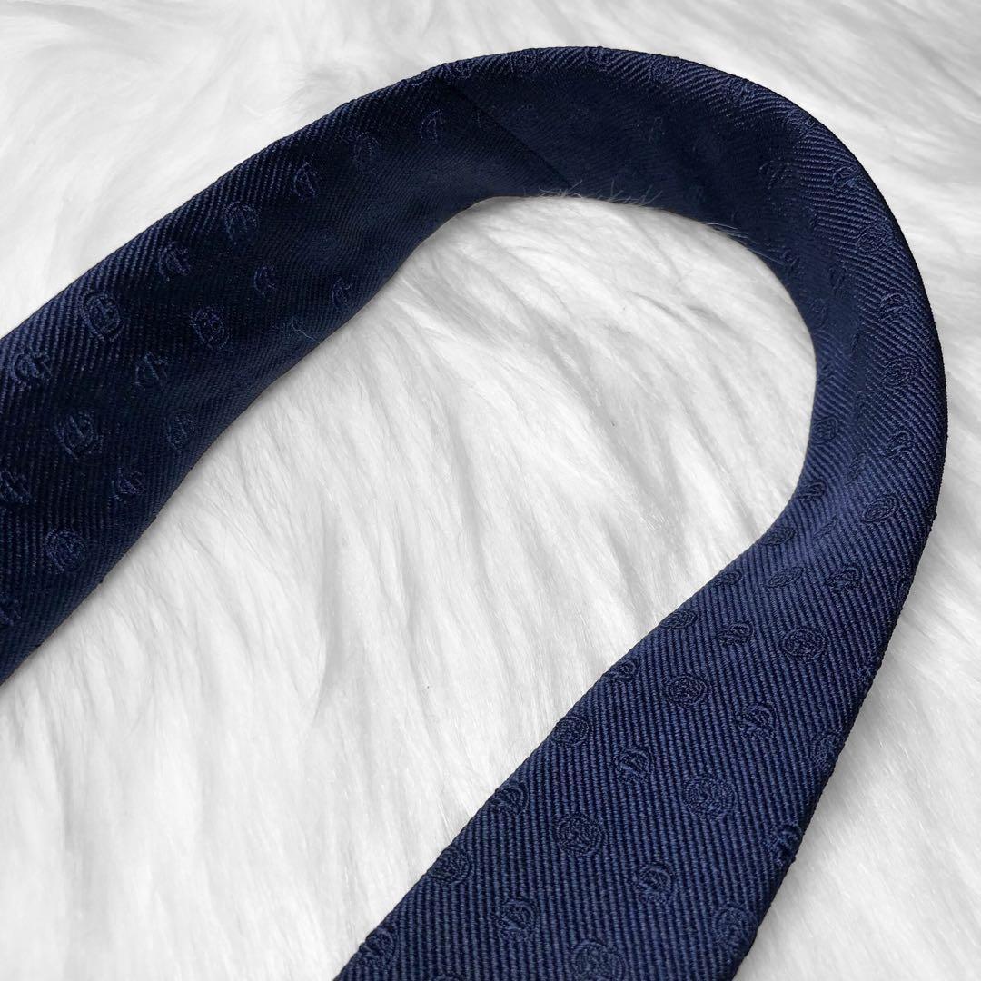 近代モデル★グッチ ネクタイ GG柄 ホースビット シェリーライン ネイビー