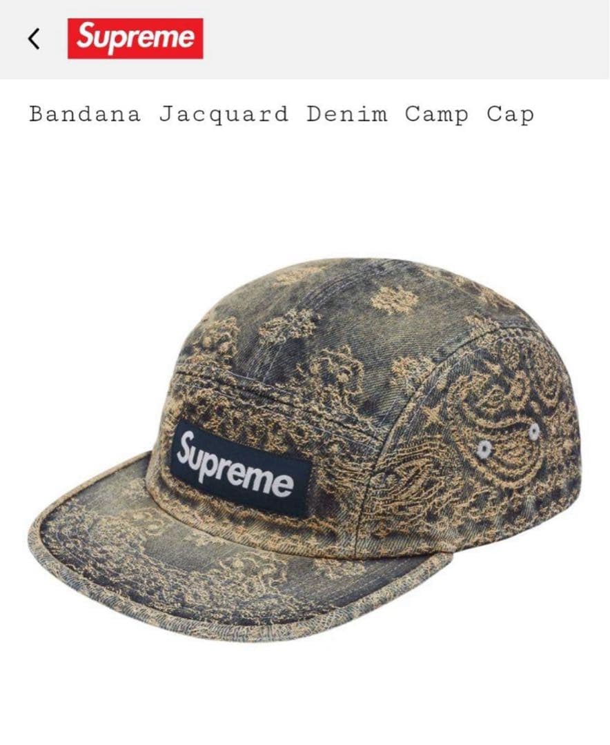 小物 Supreme Bandana Jacquard Denim Camp Cap