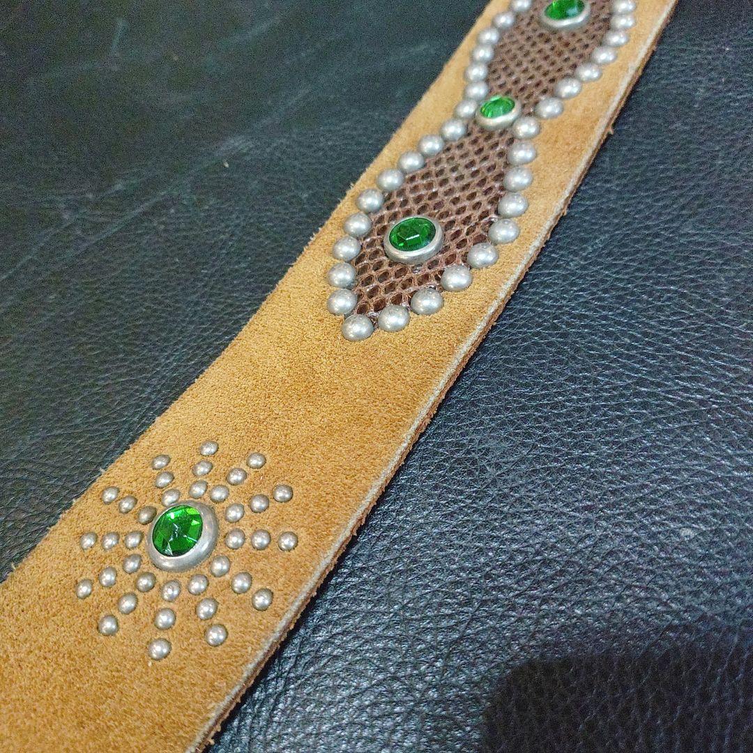 アメリカ製　ブラウンスエードスタッズベルト　36