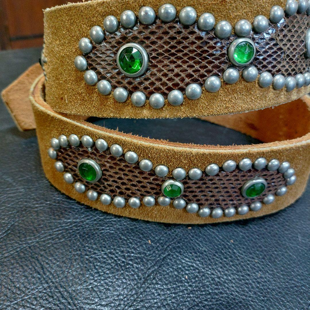 アメリカ製　ブラウンスエードスタッズベルト　36