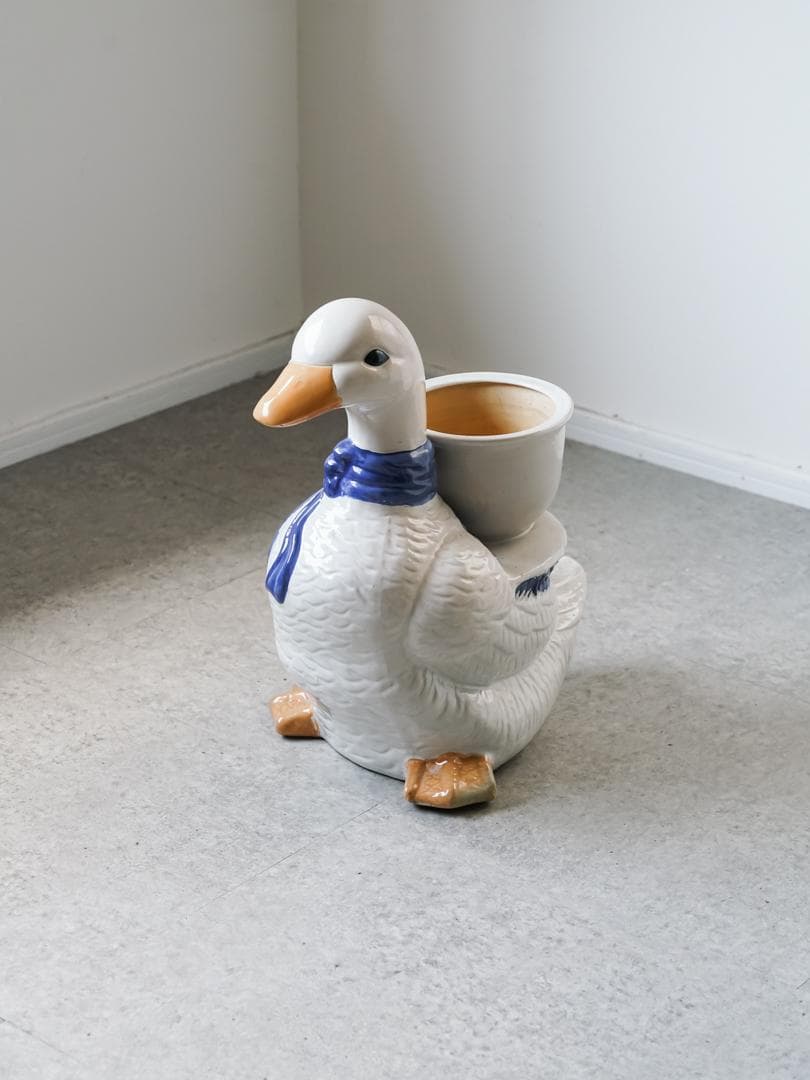 vintage アヒル 陶器 プランター 置物 アンティーク レトロ