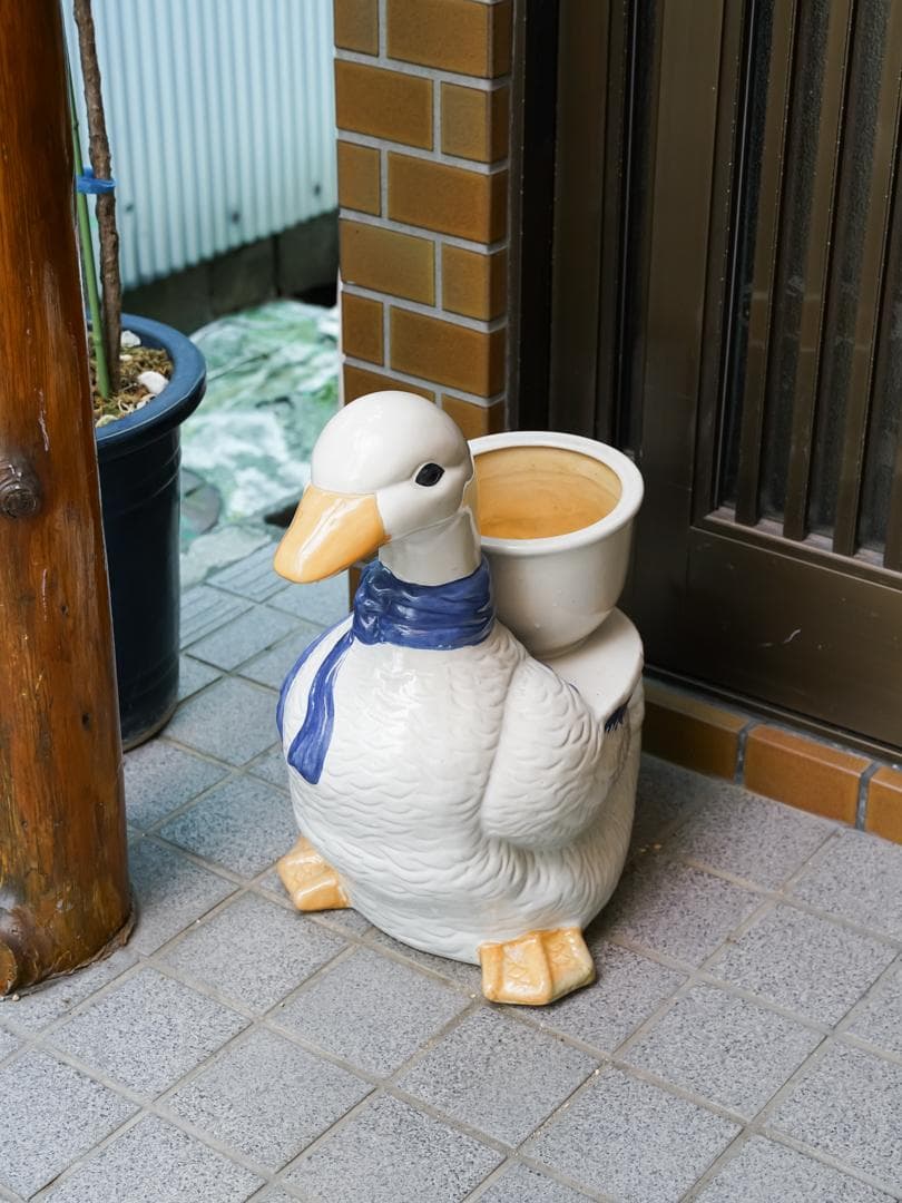 vintage アヒル 陶器 プランター 置物 アンティーク レトロ
