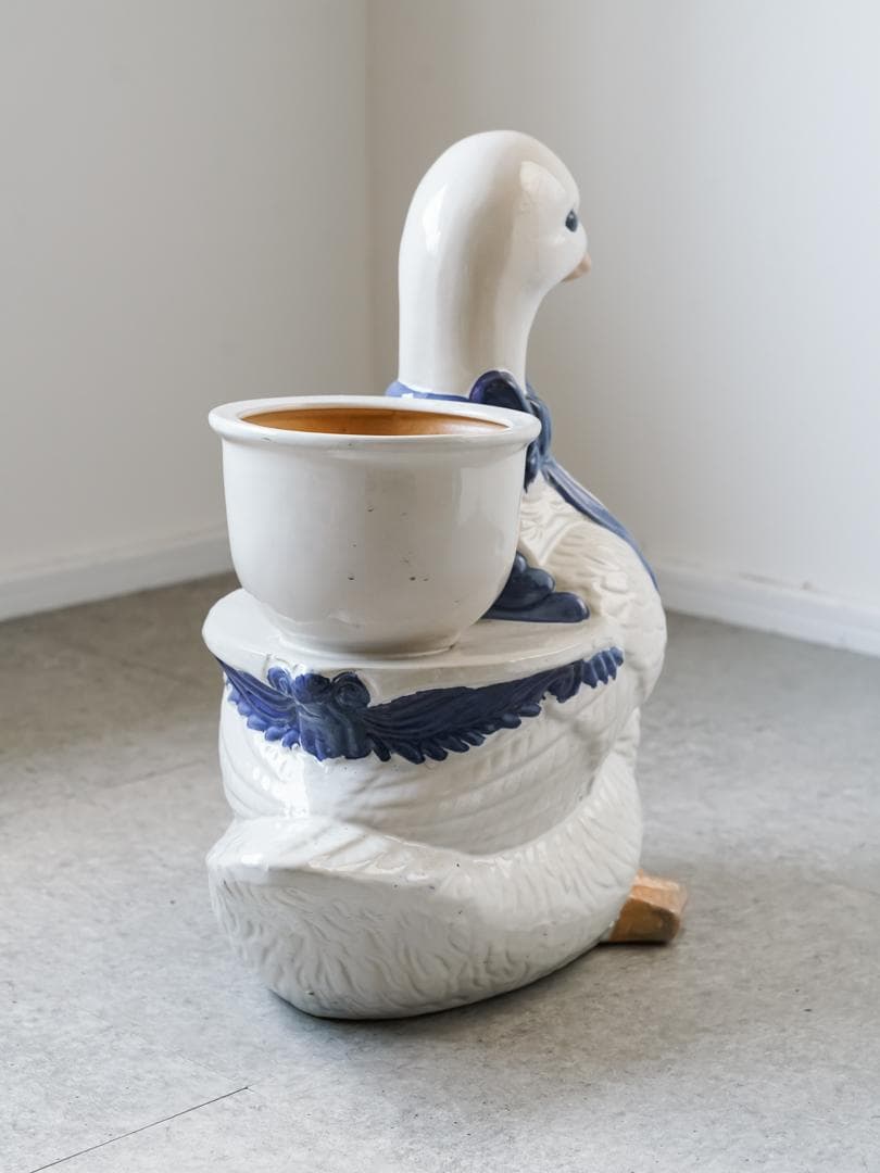 vintage アヒル 陶器 プランター 置物 アンティーク レトロ