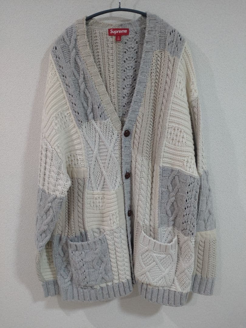 トップス Supreme Patchwork Cable Knit Cardigan XL