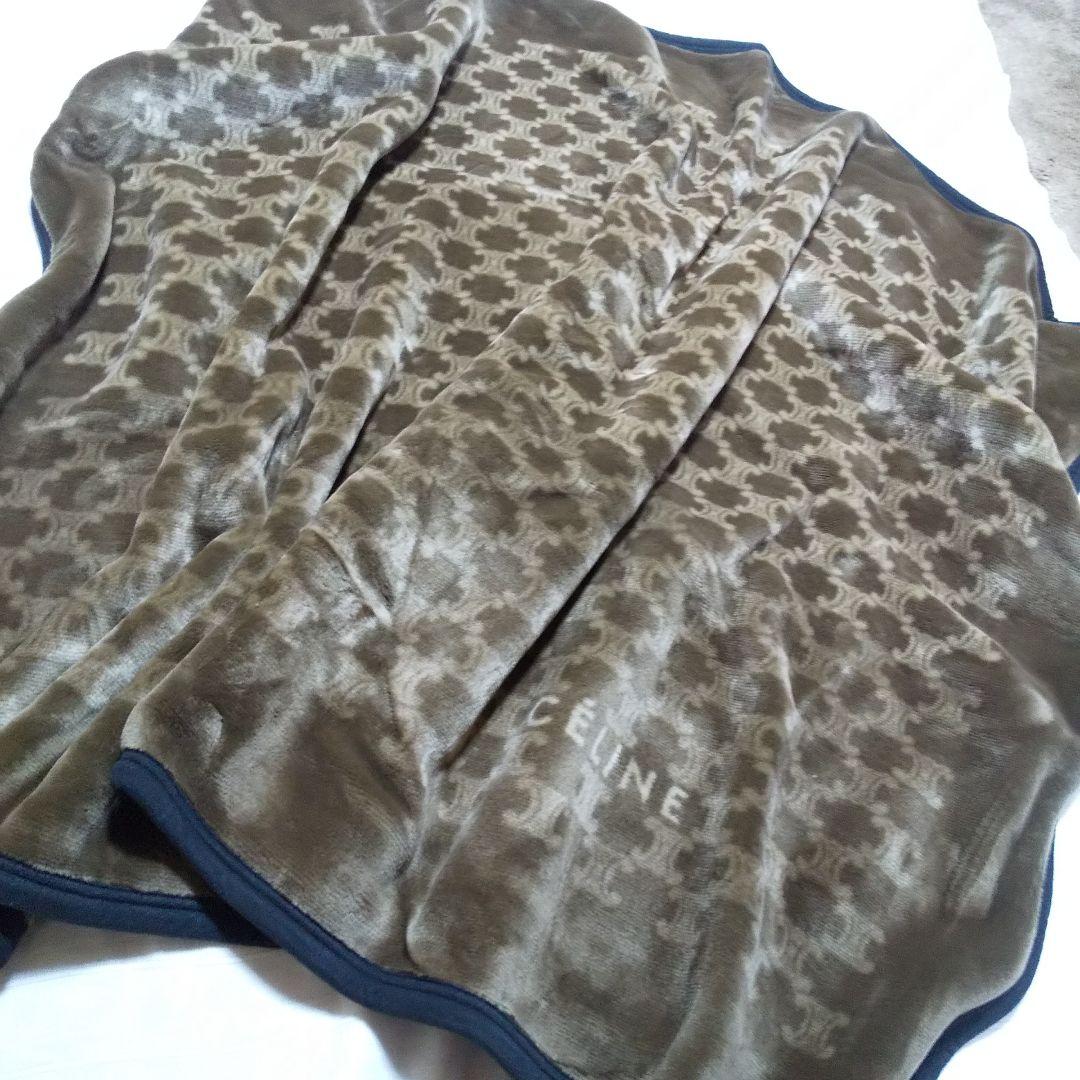 セリーヌ毛布ハーフケットマカダム柄ブラウン未使用品