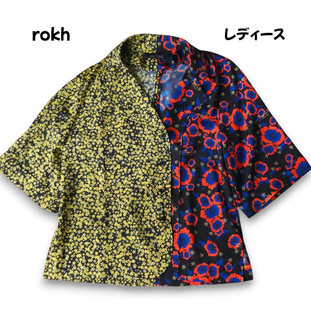 rokh ロク 花柄 ドッキングオープンカラーシャツ 半袖 L相当 極美品