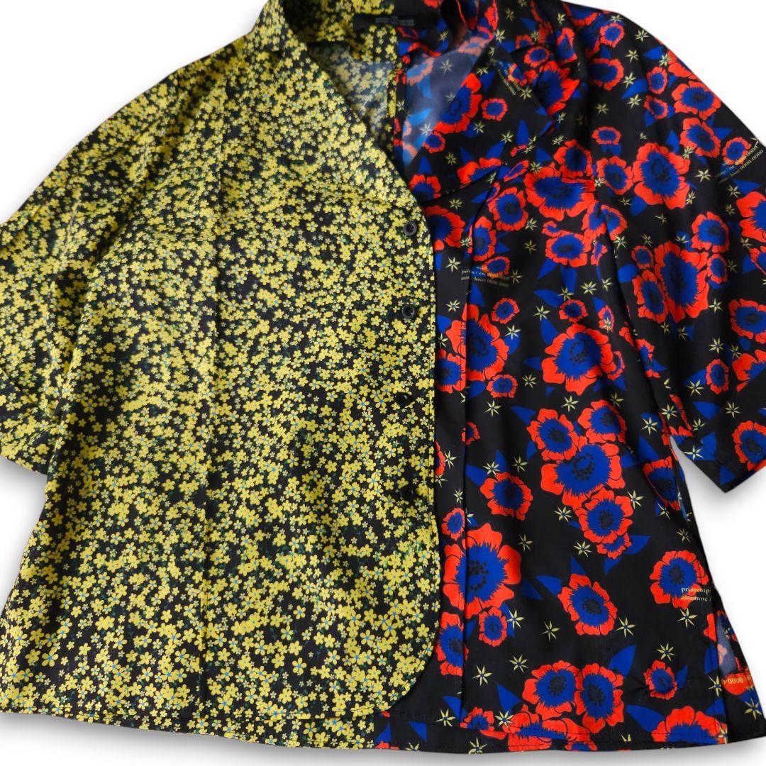 rokh ロク 花柄 ドッキングオープンカラーシャツ 半袖 L相当 極美品