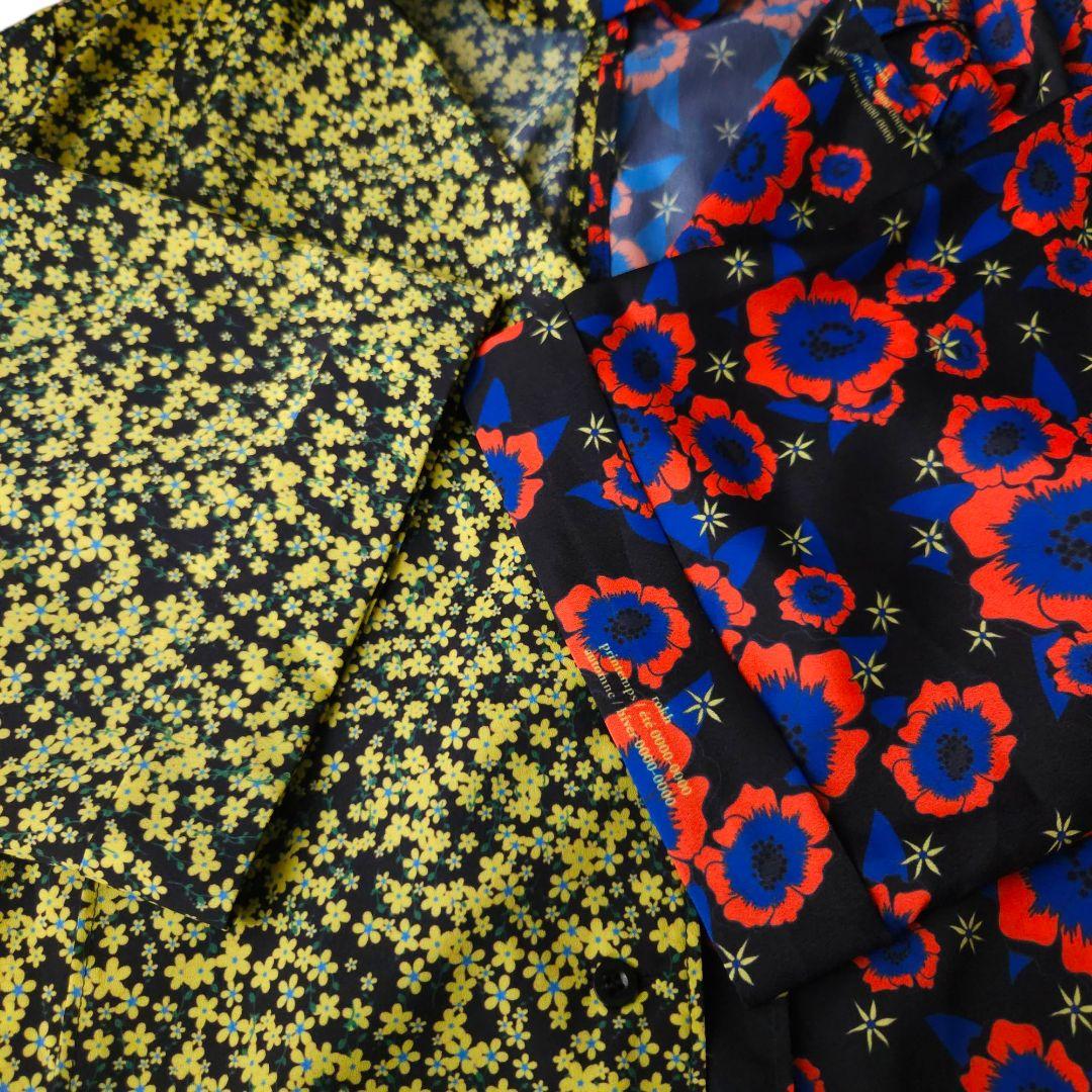 rokh ロク 花柄 ドッキングオープンカラーシャツ 半袖 L相当 極美品